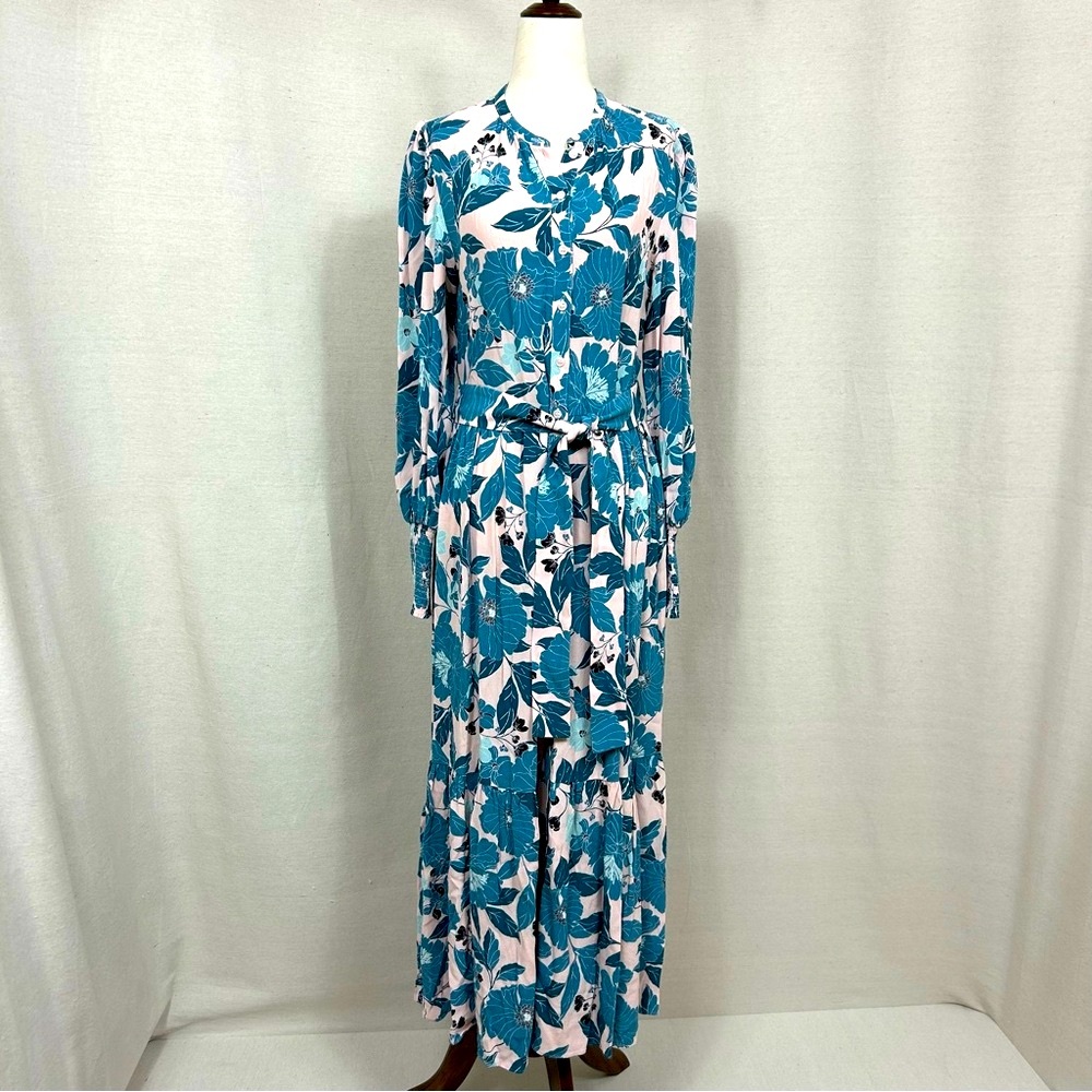 NWOT Caslon Floral Button Up Dress in Blue and Pink